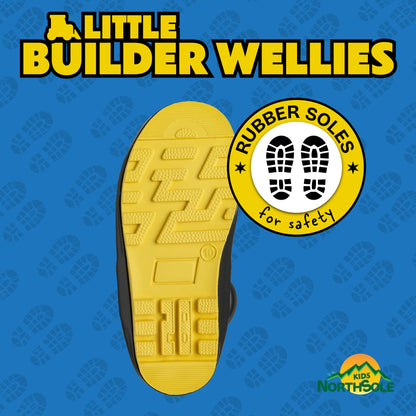NorthSole Kids Wellies Boys & Girls Childrens Rubber Wellington Boots With Easy Pull On Handles Fleece Lined - My Little Legends