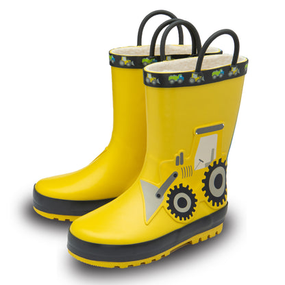 NorthSole Kids Wellies Boys & Girls Childrens Rubber Wellington Boots With Easy Pull On Handles Fleece Lined - My Little Legends