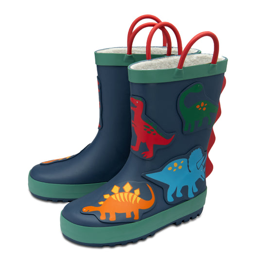 NorthSole Kids Wellies Boys & Girls Childrens Rubber Wellington Boots With Easy Pull On Handles Fleece Lined - My Little Legends