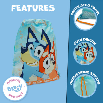 Bluey Drawstring Bag Kids PE Kit Gym Swim Sack Boys & Girls Childrens School Trainer School Backpack - My Little Legends