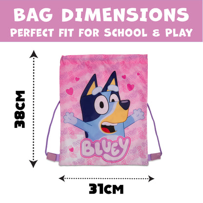 Bluey Drawstring Bag Kids PE Kit Gym Swim Sack Boys & Girls Childrens School Trainer School Backpack - My Little Legends