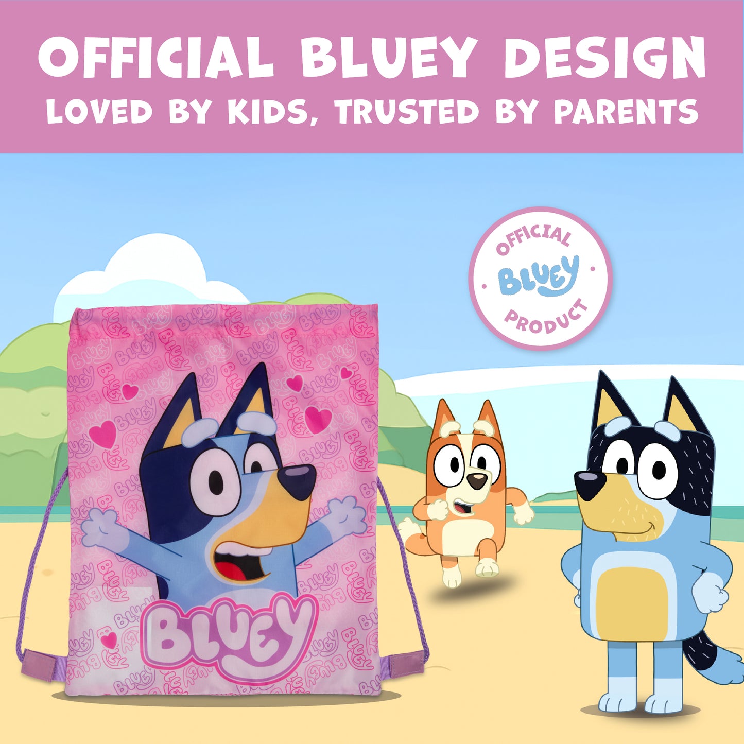 Bluey Drawstring Bag Kids PE Kit Gym Swim Sack Boys & Girls Childrens School Trainer School Backpack - My Little Legends