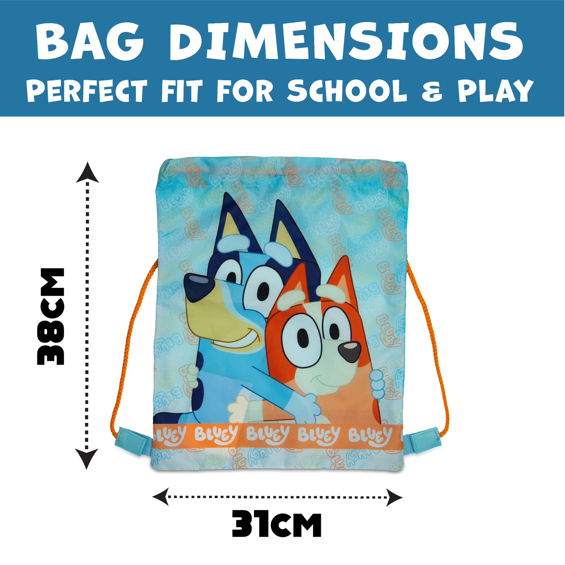Bluey Drawstring Bag Kids PE Kit Gym Swim Sack Boys & Girls Childrens School Trainer School Backpack - My Little Legends
