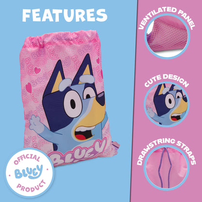 Bluey Drawstring Bag Kids PE Kit Gym Swim Sack Boys & Girls Childrens School Trainer School Backpack - My Little Legends