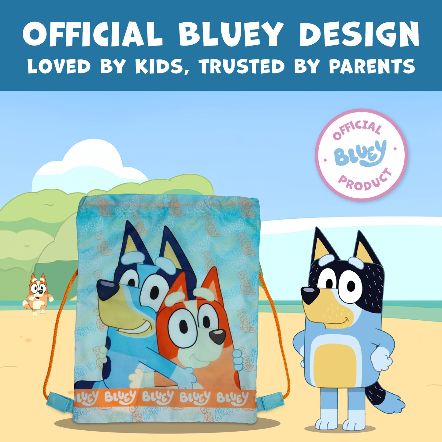 Bluey Drawstring Bag Kids PE Kit Gym Swim Sack Boys & Girls Childrens School Trainer School Backpack - My Little Legends