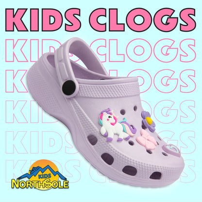 NorthSole Girls Clogs Childrens Sandals with Removable Charms Kids Beach Pool Shoes - My Little Legends