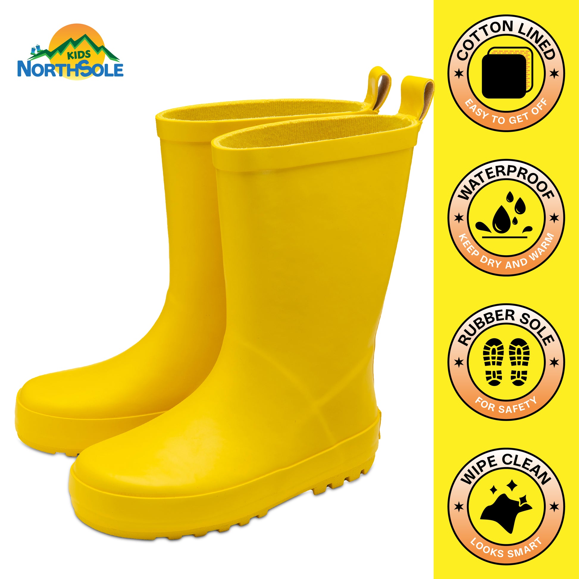 NorthSole Kids Wellies Boys & Girls Rubber Wellington Boots Childrens Welly Sizes 9-2 - My Little Legends