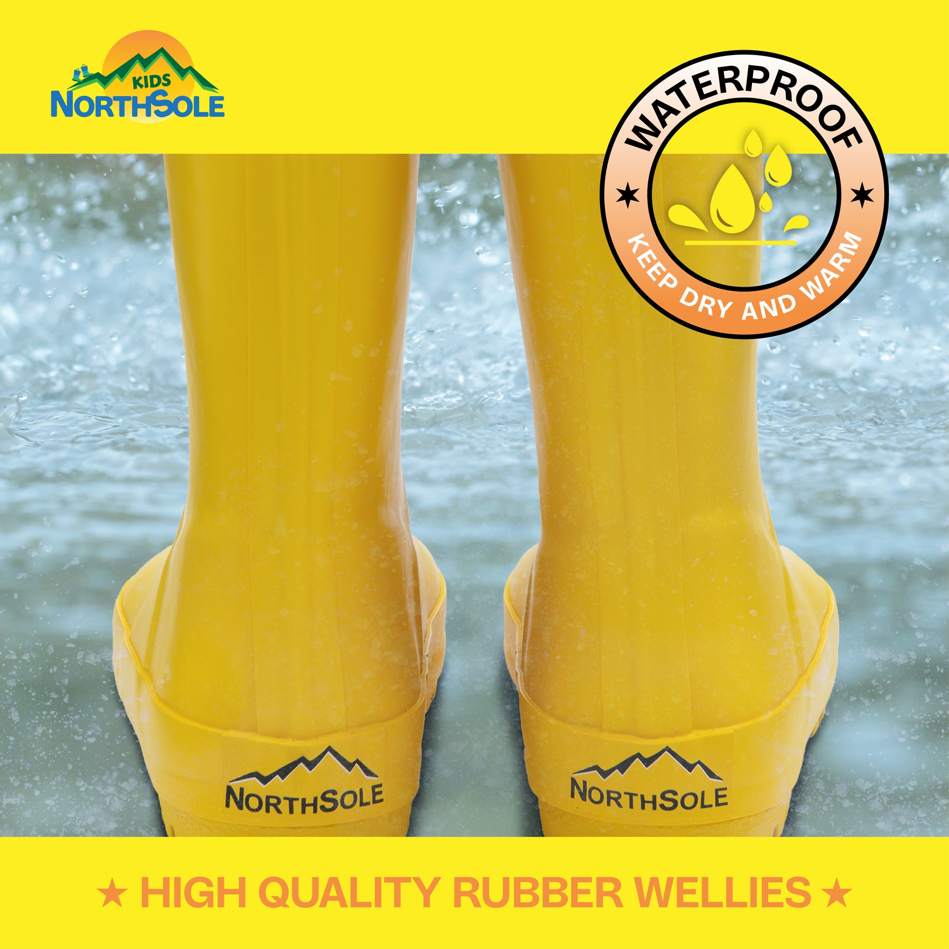 NorthSole Kids Wellies Boys & Girls Rubber Wellington Boots Childrens Welly Sizes 9-2 - My Little Legends