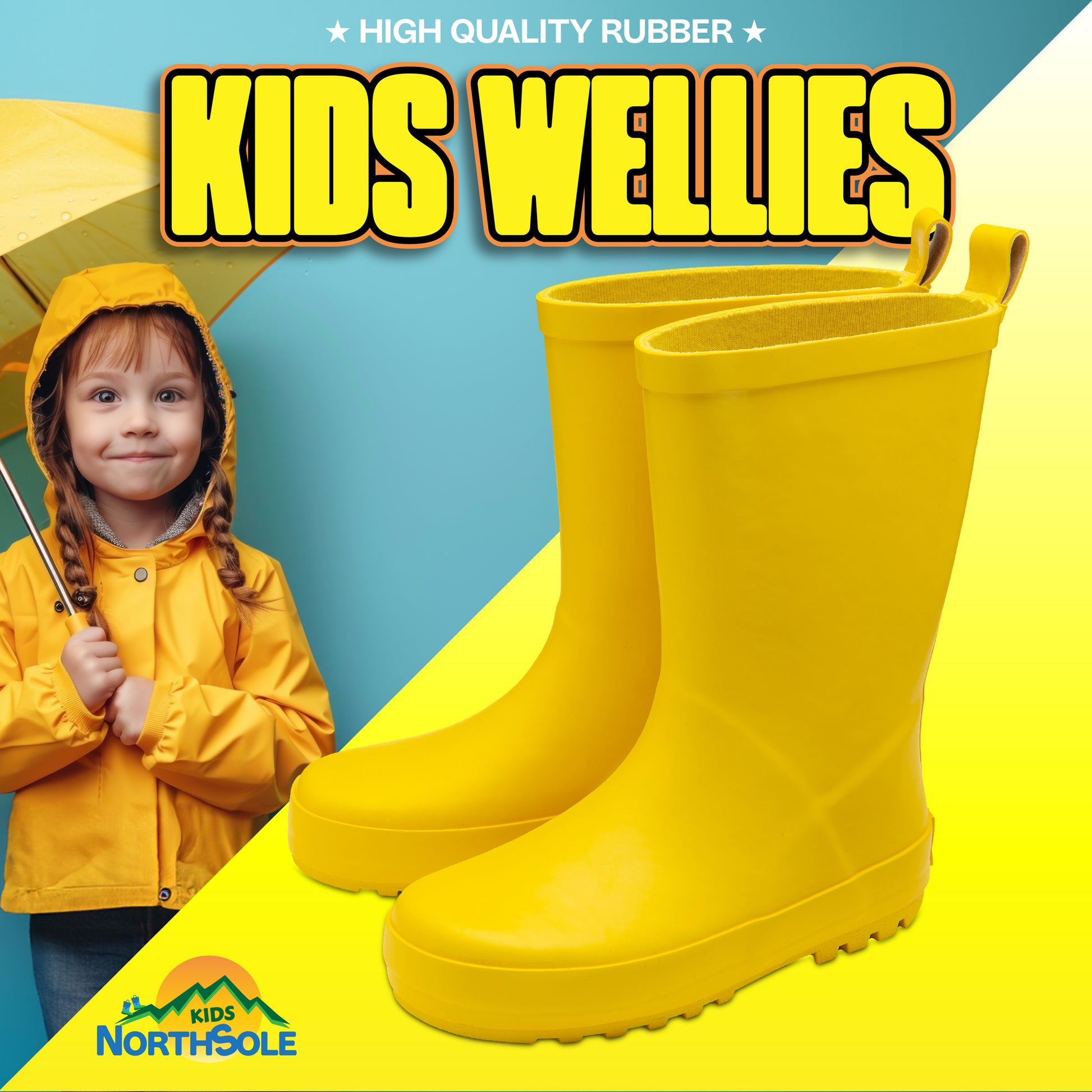 NorthSole Kids Wellies Boys & Girls Rubber Wellington Boots Childrens Welly Sizes 9-2 - My Little Legends