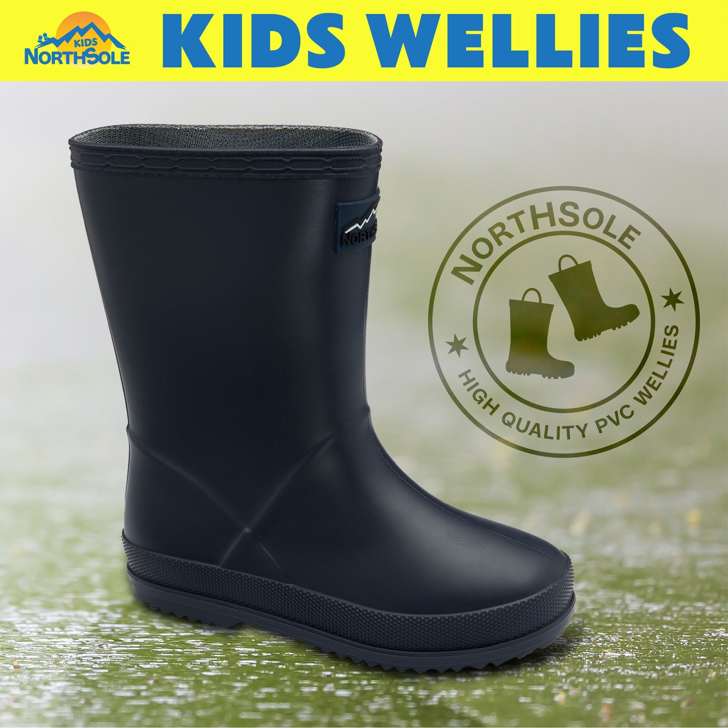 NorthSole Kids Wellies Boys & Girls Wellington Boots Childrens Toddler Welly Sizes 6-2 - My Little Legends