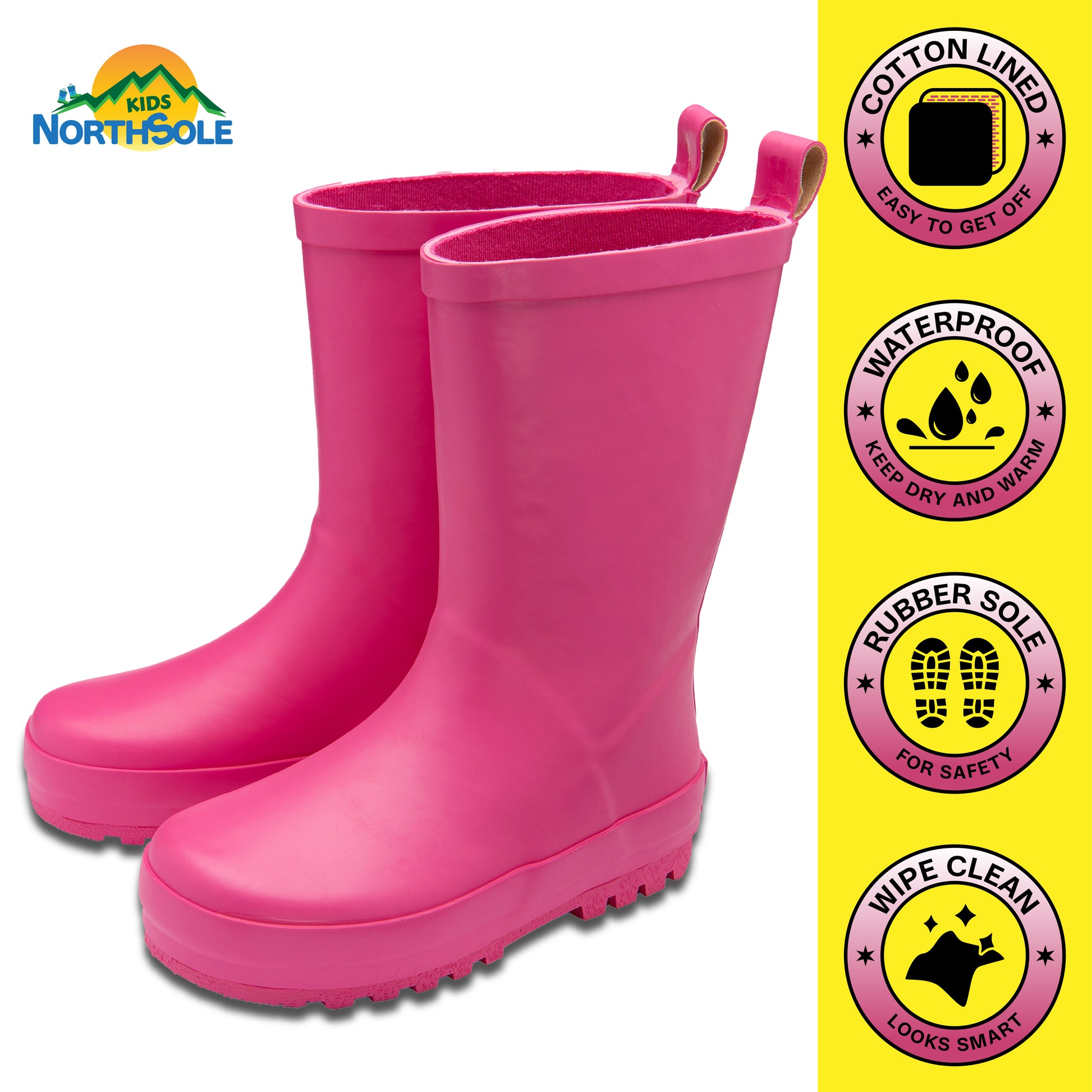 NorthSole Kids Wellies Boys & Girls Rubber Wellington Boots Childrens Welly Sizes 9-2 - My Little Legends