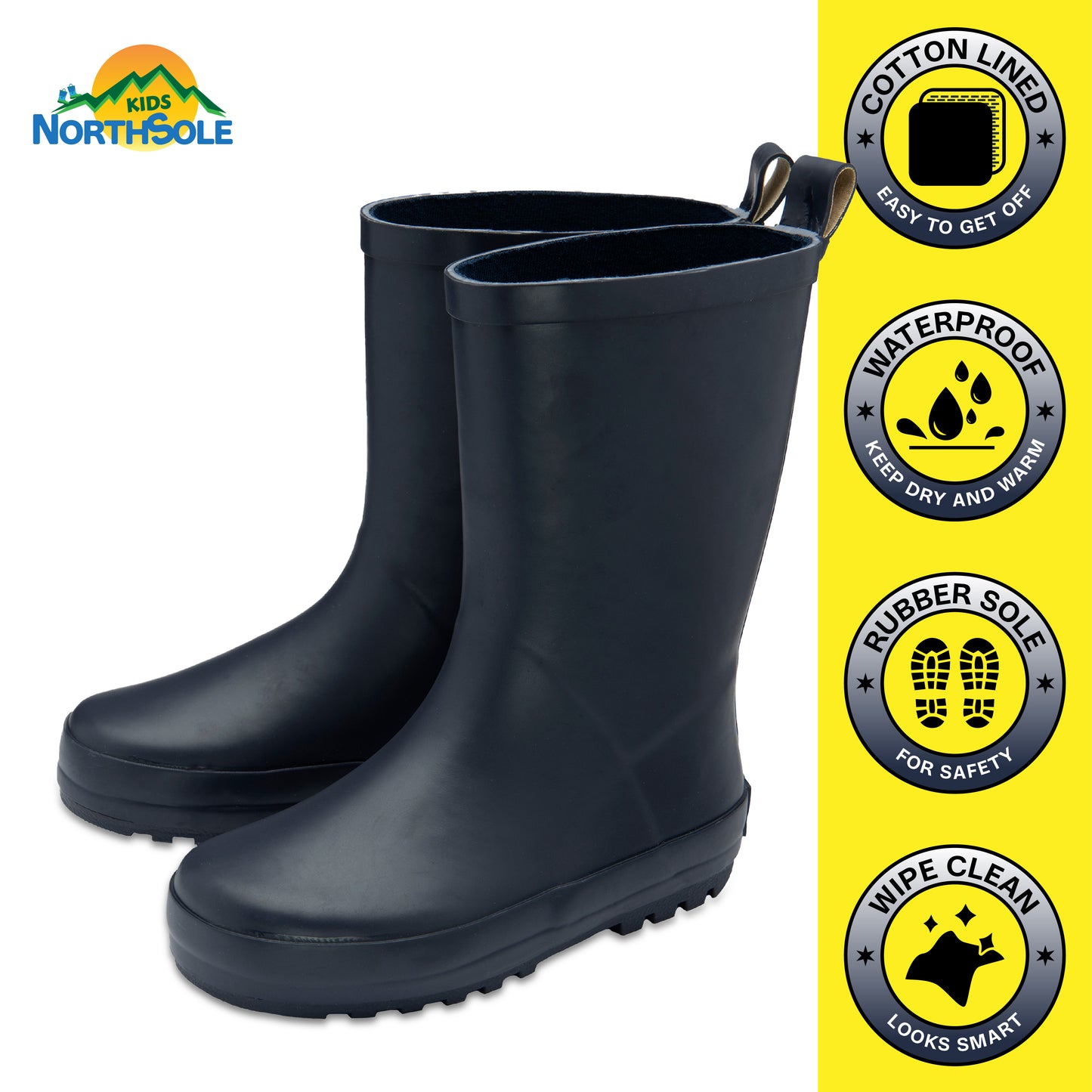 NorthSole Kids Wellies Boys & Girls Rubber Wellington Boots Childrens Welly Sizes 9-2 - My Little Legends