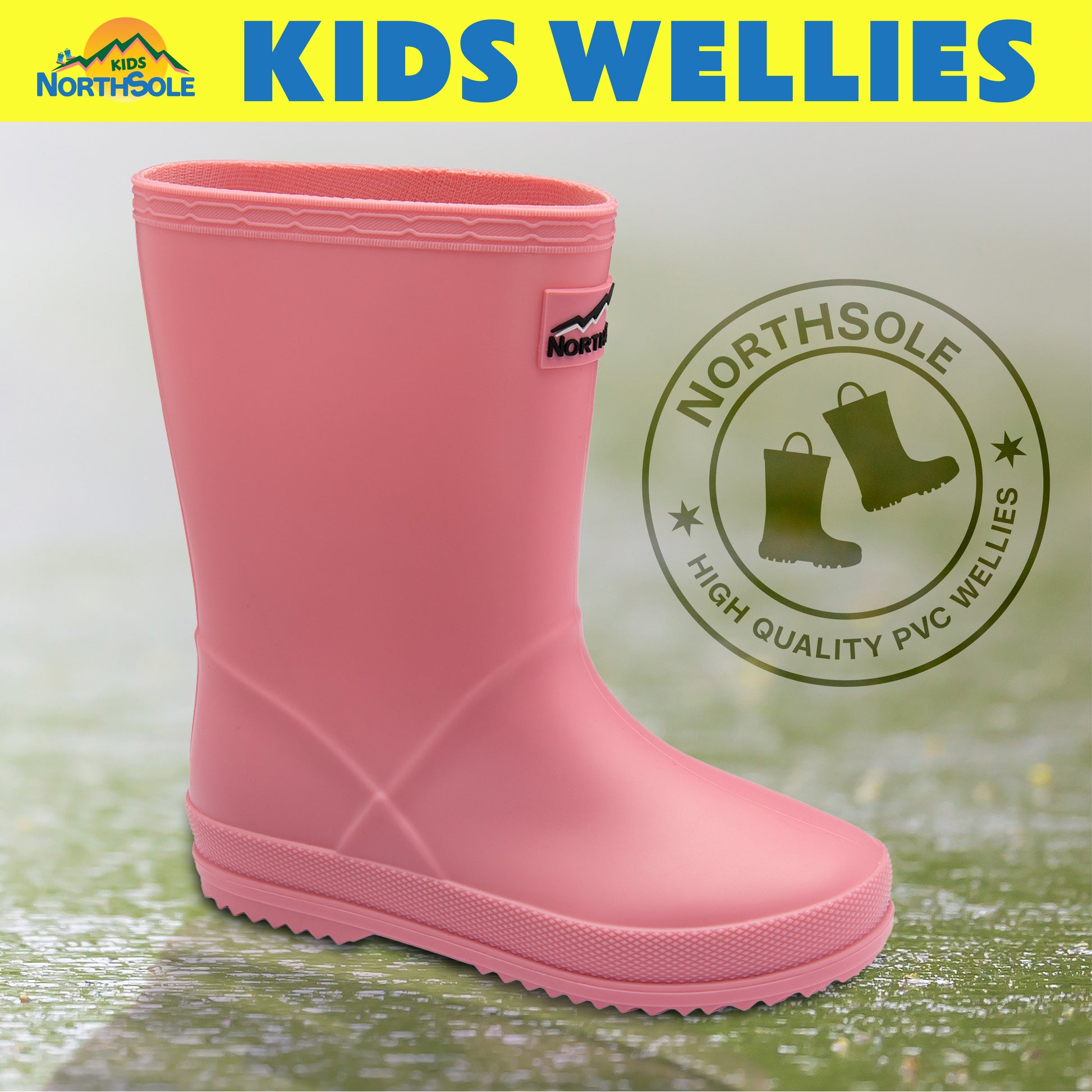 NorthSole Kids Wellies Boys & Girls Wellington Boots Childrens Toddler Welly Sizes 6-2 - My Little Legends