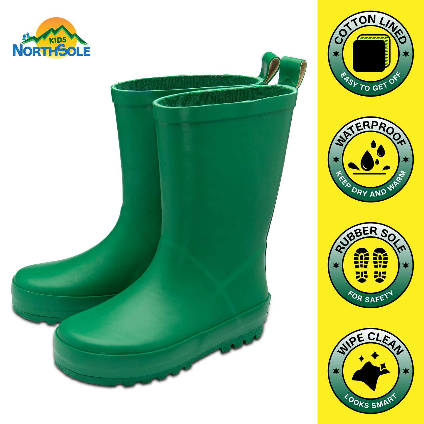 NorthSole Kids Wellies Boys & Girls Rubber Wellington Boots Childrens Welly Sizes 9-2 - My Little Legends