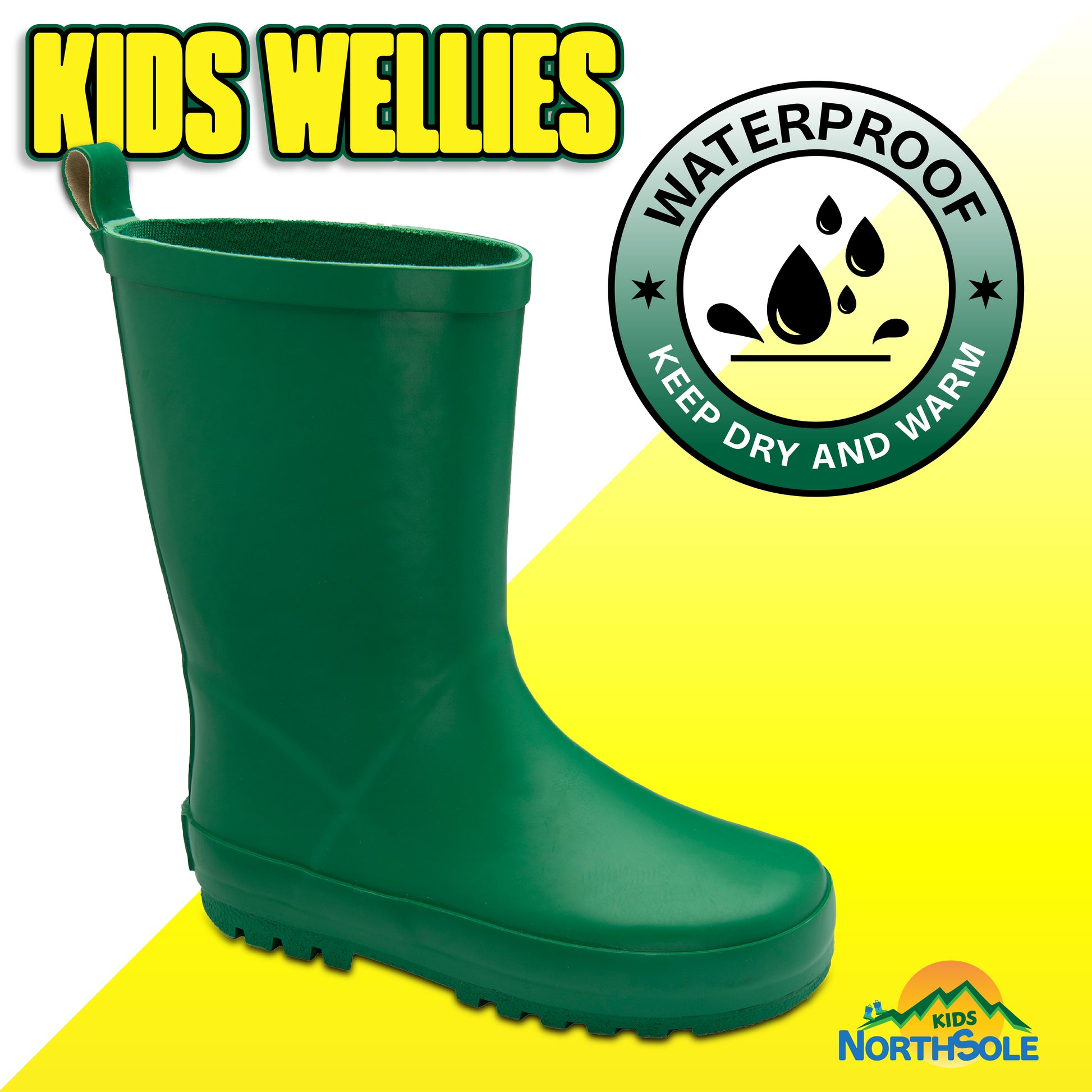 NorthSole Kids Wellies Boys & Girls Rubber Wellington Boots Childrens Welly Sizes 9-2 - My Little Legends
