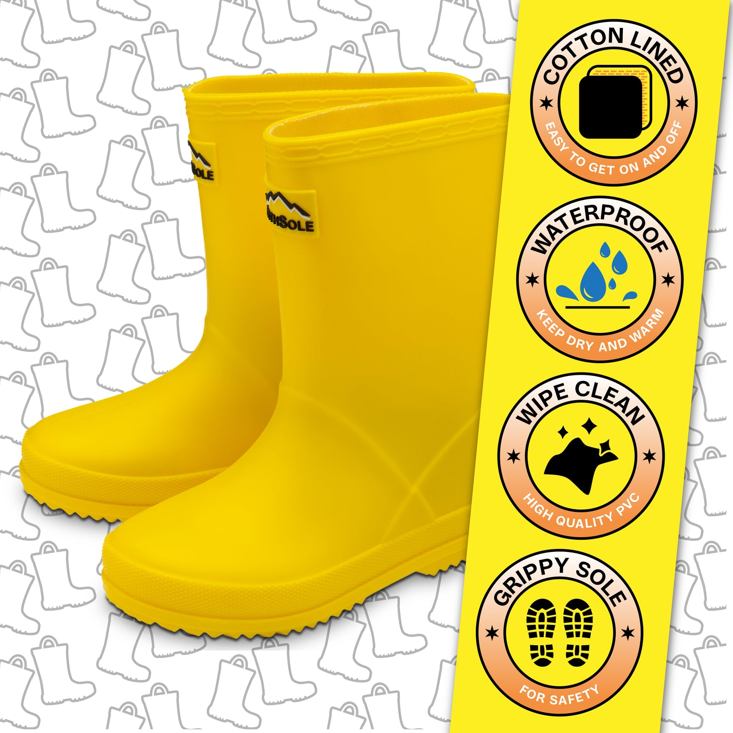 NorthSole Kids Wellies Boys & Girls Wellington Boots Childrens Toddler Welly Sizes 6-2 - My Little Legends