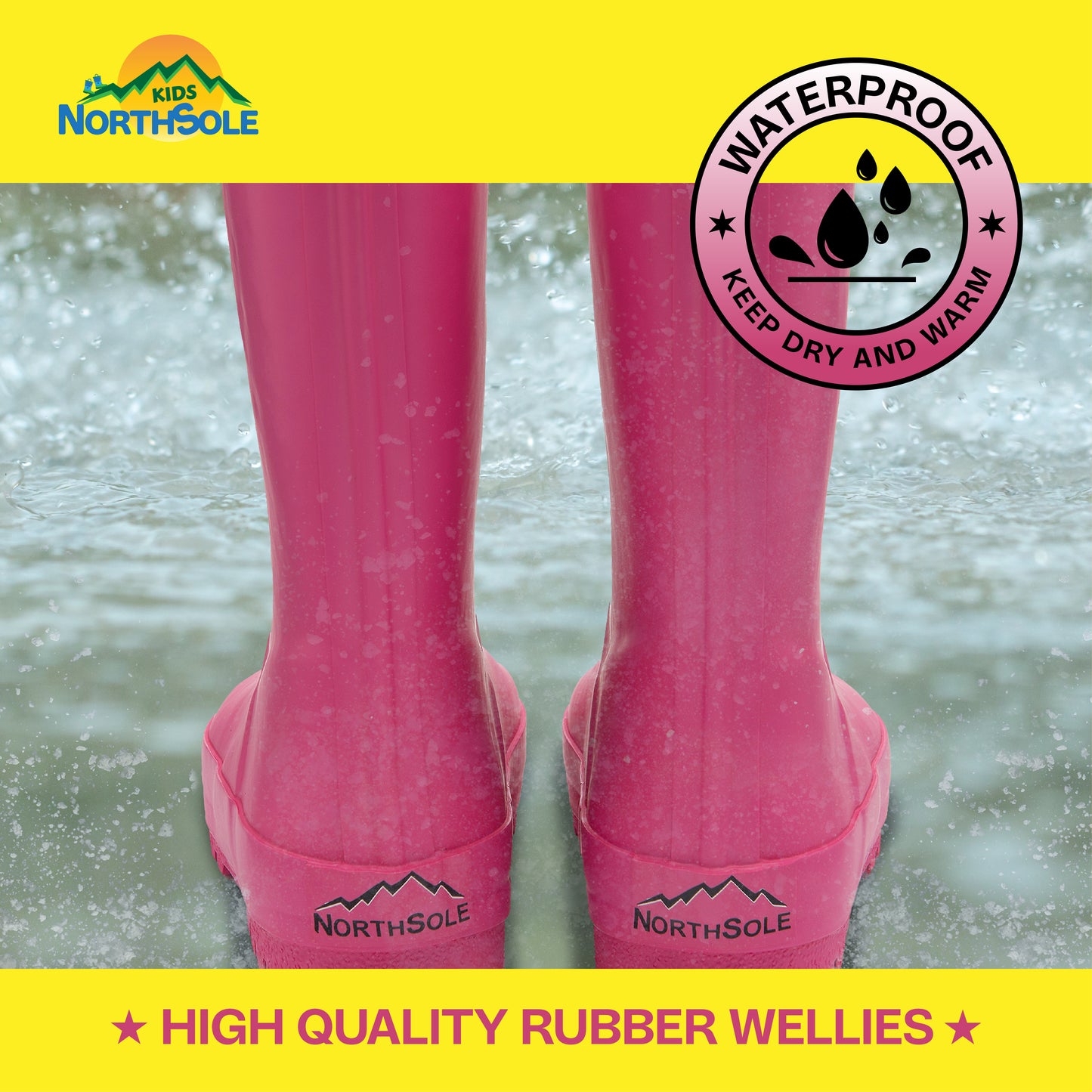 NorthSole Kids Wellies Boys & Girls Rubber Wellington Boots Childrens Welly Sizes 9-2 - My Little Legends