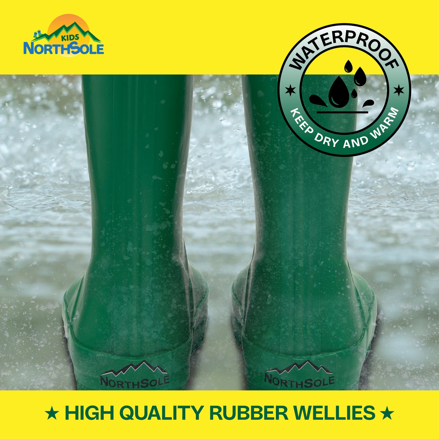 NorthSole Kids Wellies Boys & Girls Rubber Wellington Boots Childrens Welly Sizes 9-2 - My Little Legends