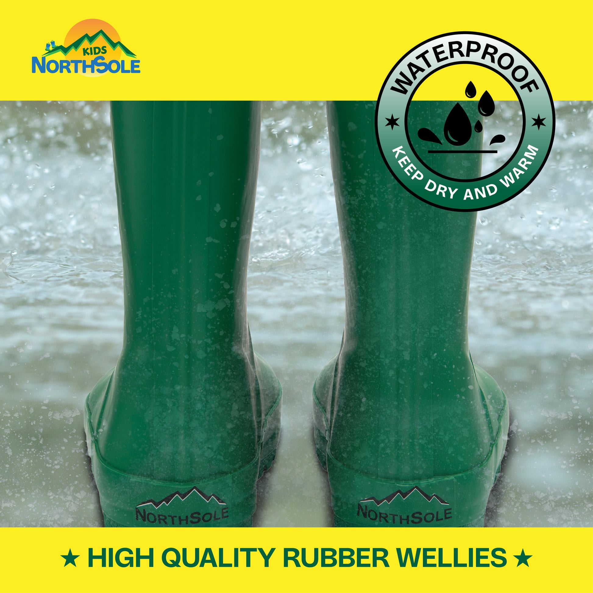 NorthSole Kids Wellies Boys & Girls Rubber Wellington Boots Childrens Welly Sizes 9-2 - My Little Legends