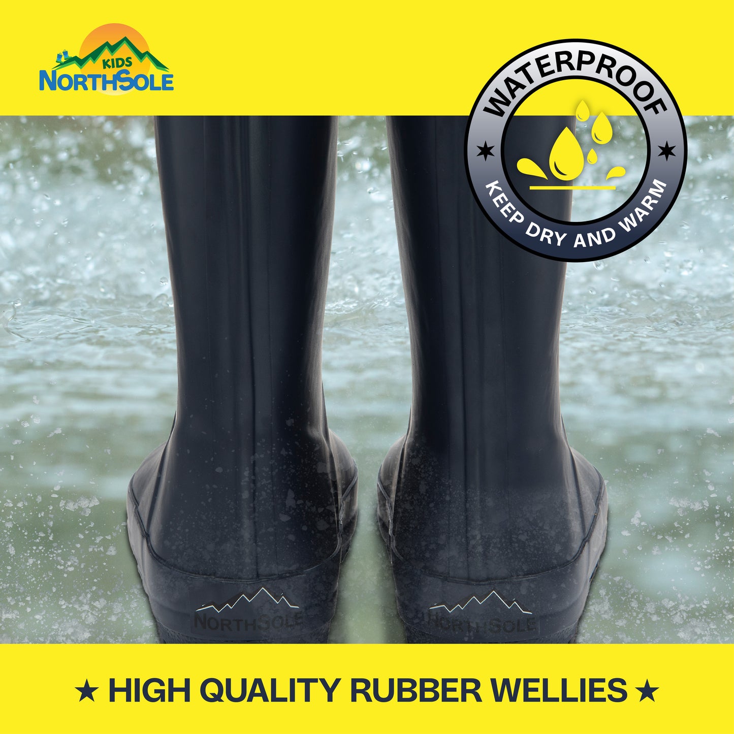 NorthSole Kids Wellies Boys & Girls Rubber Wellington Boots Childrens Welly Sizes 9-2 - My Little Legends
