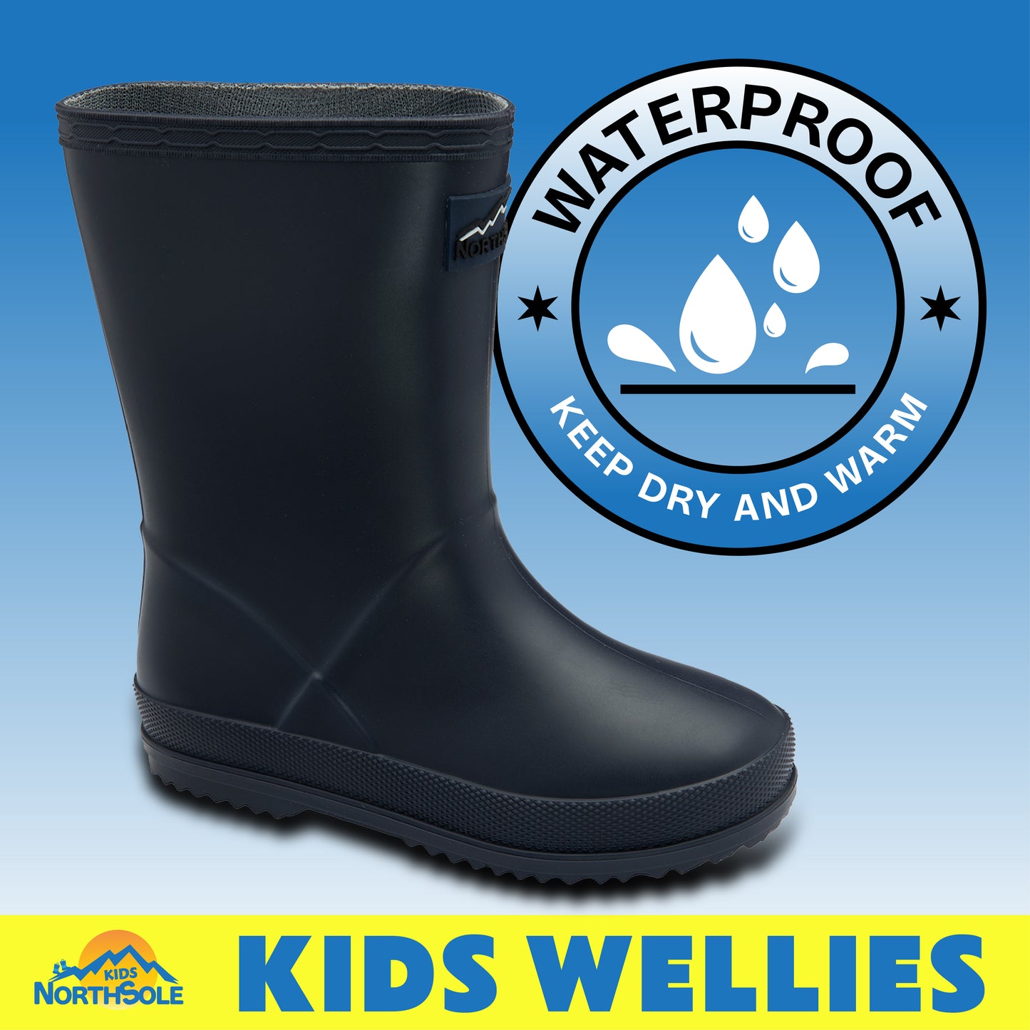 NorthSole Kids Wellies Boys & Girls Wellington Boots Childrens Toddler Welly Sizes 6-2 - My Little Legends