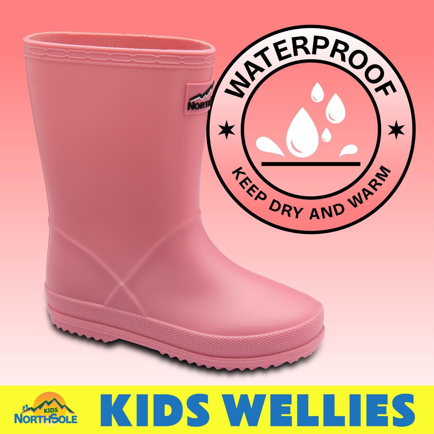 NorthSole Kids Wellies Boys & Girls Wellington Boots Childrens Toddler Welly Sizes 6-2 - My Little Legends