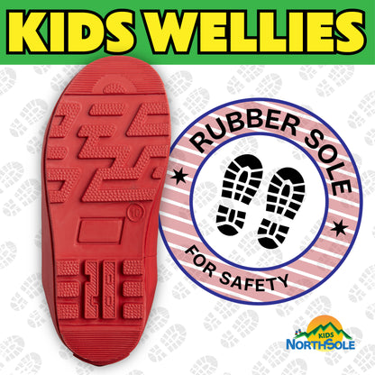 NorthSole Kids Wellies Striped Rubber Wellington Boots Boys & Girls Childrens Welly Sizes 9-2 - My Little Legends