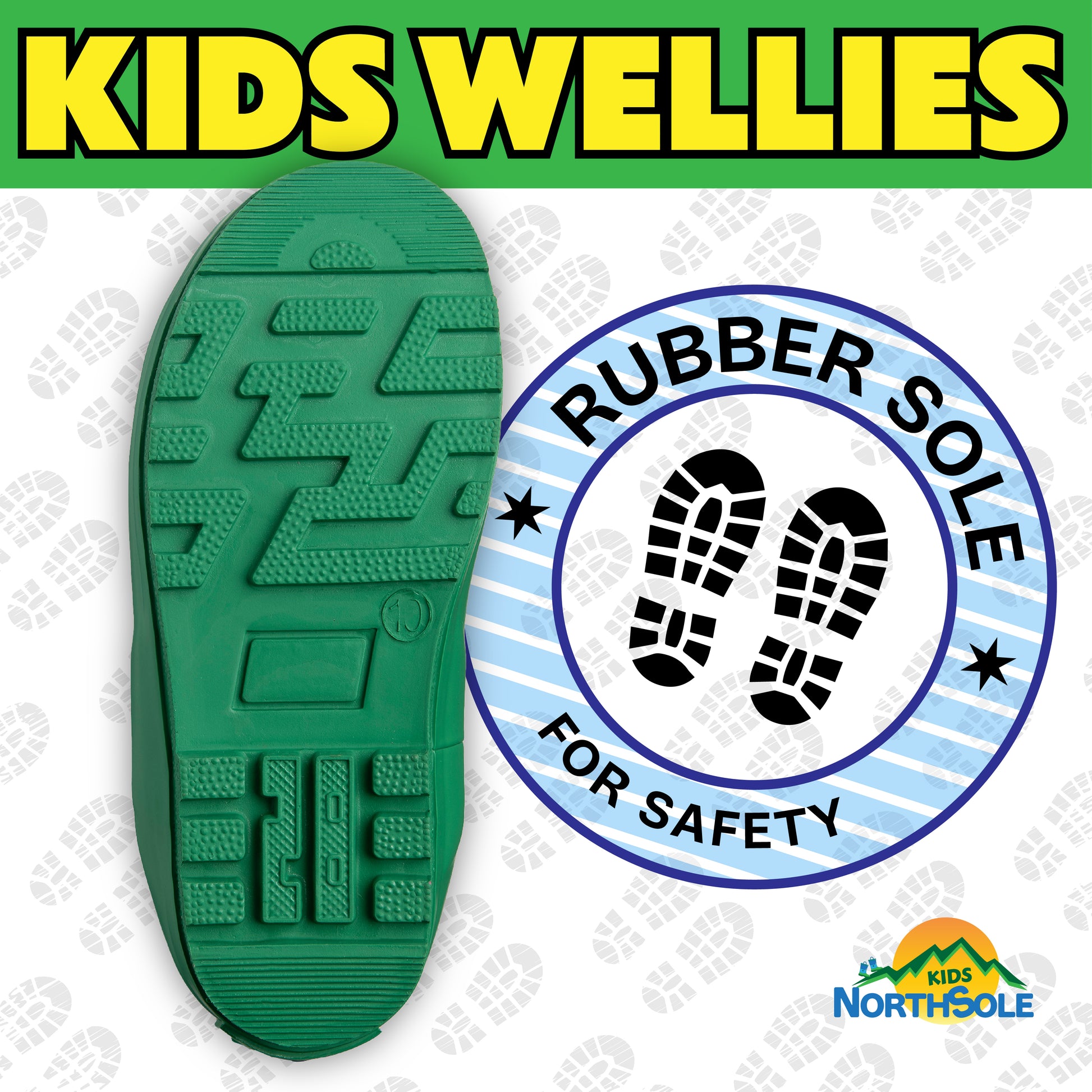 NorthSole Kids Wellies Striped Rubber Wellington Boots Boys & Girls Childrens Welly Sizes 9-2 - My Little Legends