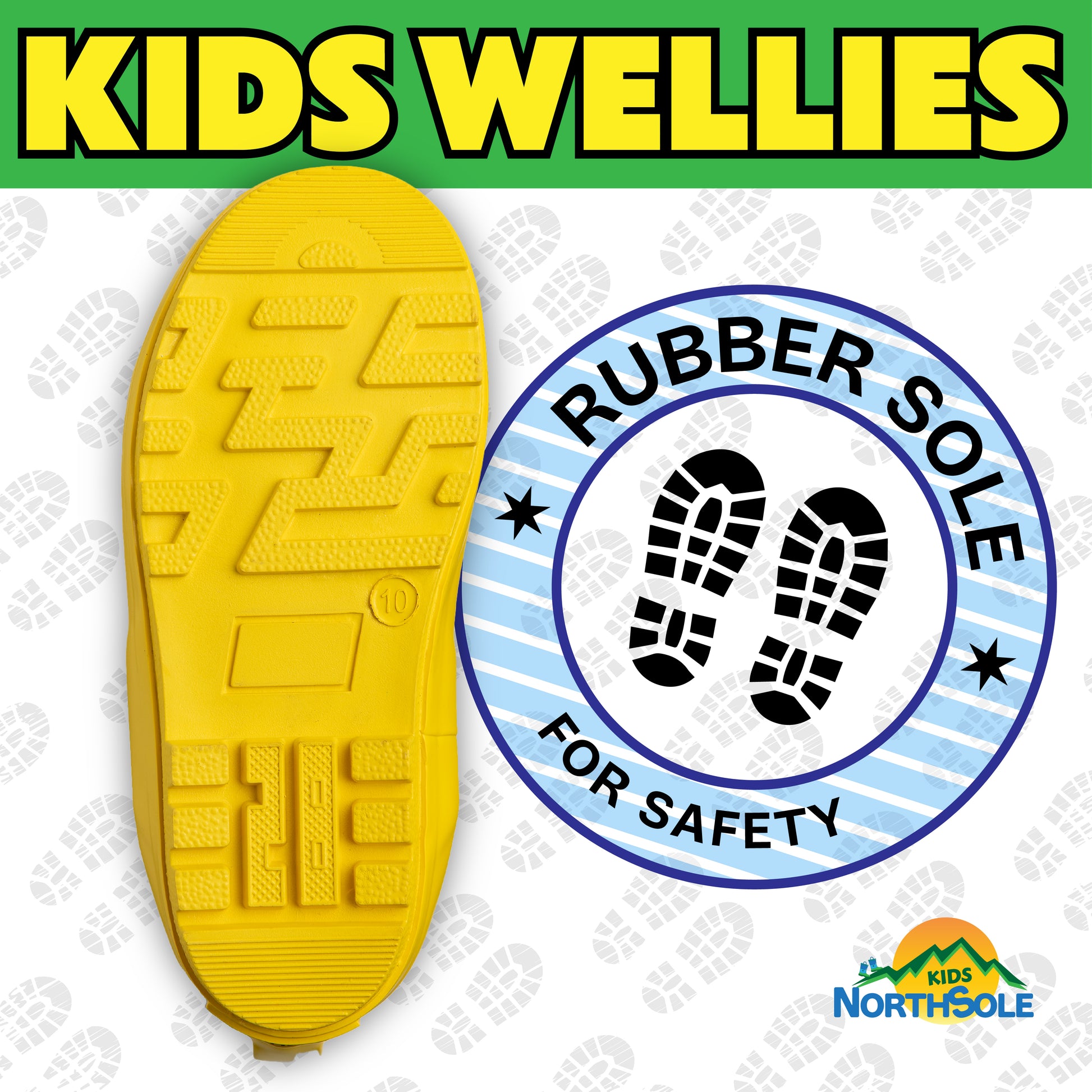 NorthSole Kids Wellies Striped Rubber Wellington Boots Boys & Girls Childrens Welly Sizes 9-2 - My Little Legends