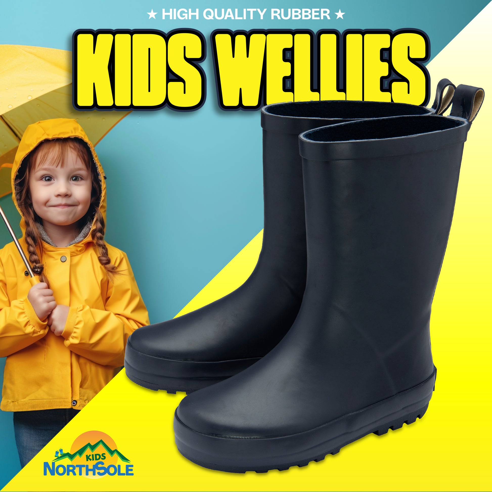 NorthSole Kids Wellies Boys & Girls Rubber Wellington Boots Childrens Welly Sizes 9-2 - My Little Legends