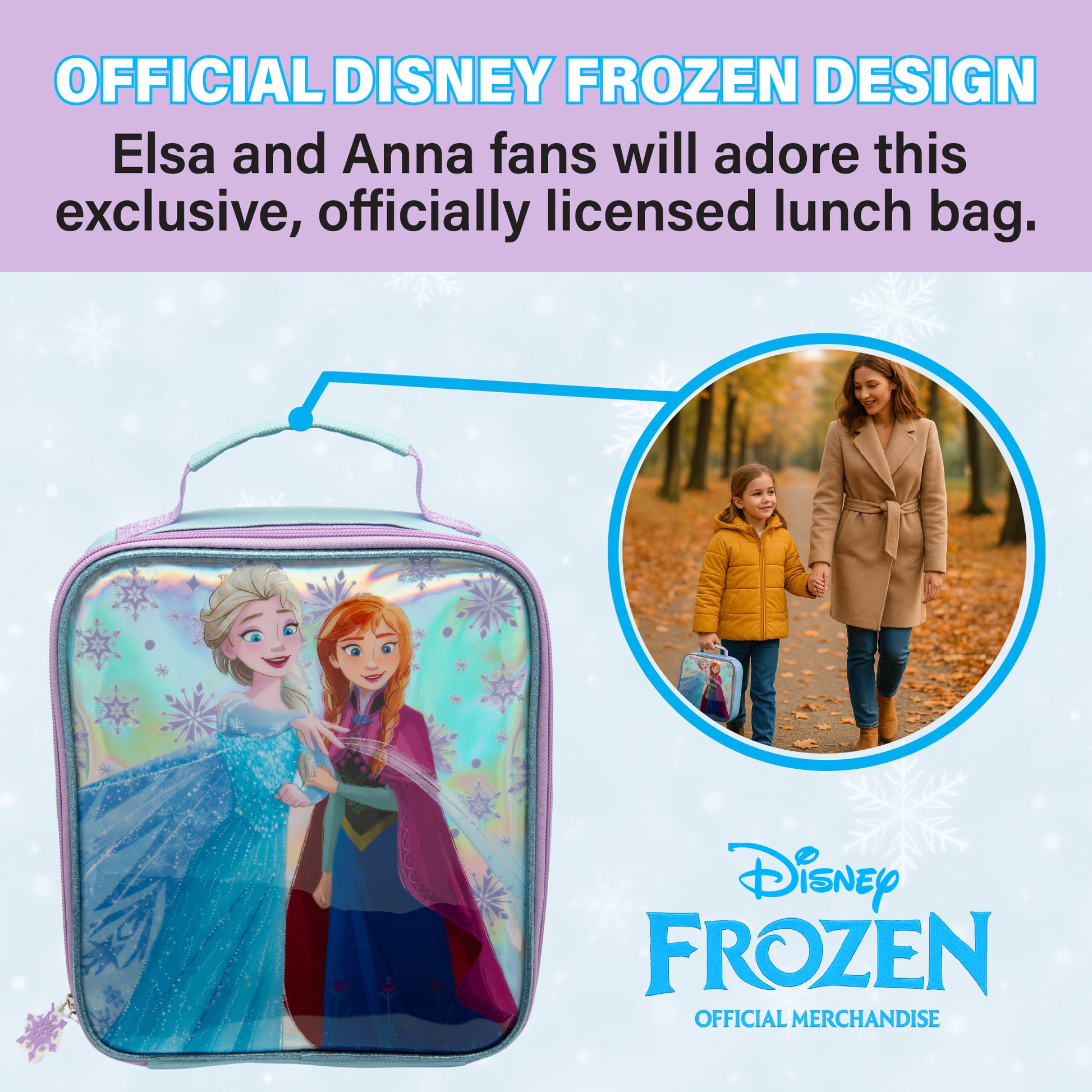 Disney Frozen Kids Lunch Bag Elsa & Anna Girls Childrens Thermal Insulated Nursery School Lunchbag - My Little Legends