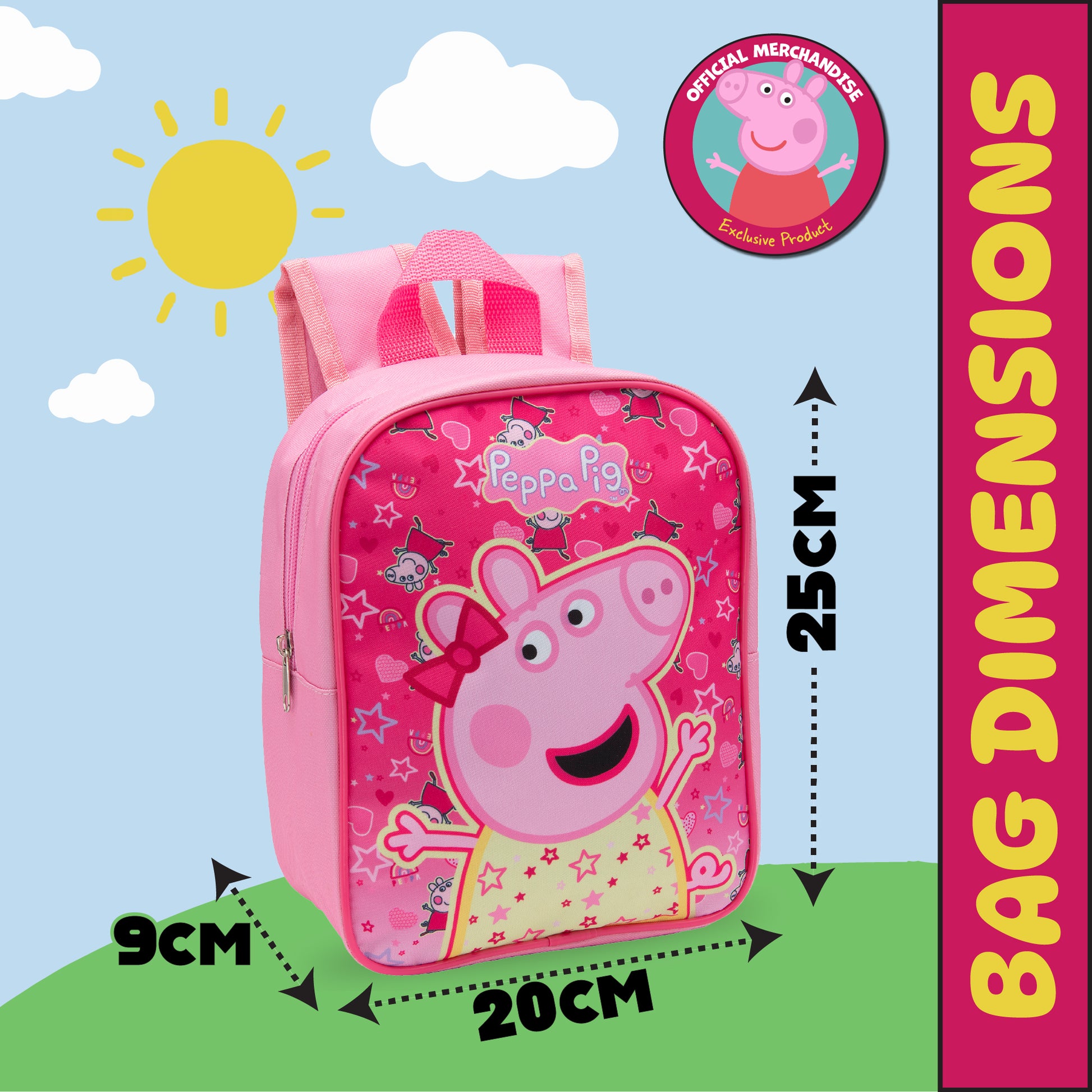 Peppa Pig Kids Backpack Preschool Bag Toddlers Girls Mini Nursery Rucksack - Ages 1-3 years - Pink - My Little Legends