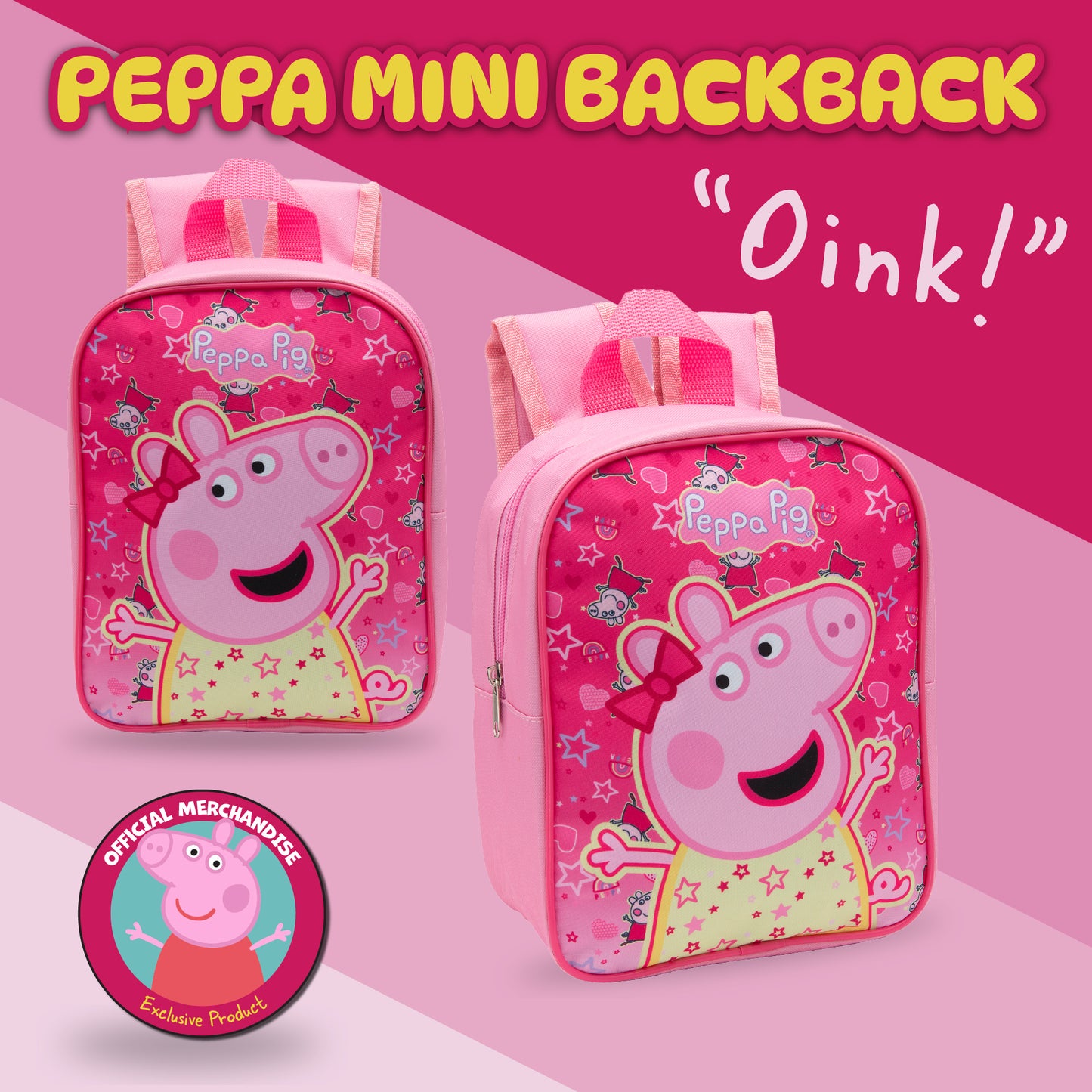 Peppa Pig Kids Backpack Preschool Bag Toddlers Girls Mini Nursery Rucksack - Ages 1-3 years - Pink - My Little Legends