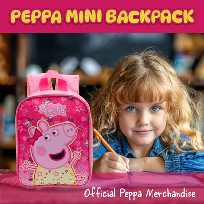 Peppa Pig Kids Backpack Preschool Bag Toddlers Girls Mini Nursery Rucksack - Ages 1-3 years - Pink - My Little Legends