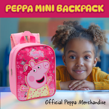 Peppa Pig Kids Backpack Preschool Bag Toddlers Girls Mini Nursery Rucksack - Ages 1-3 years - Pink - My Little Legends