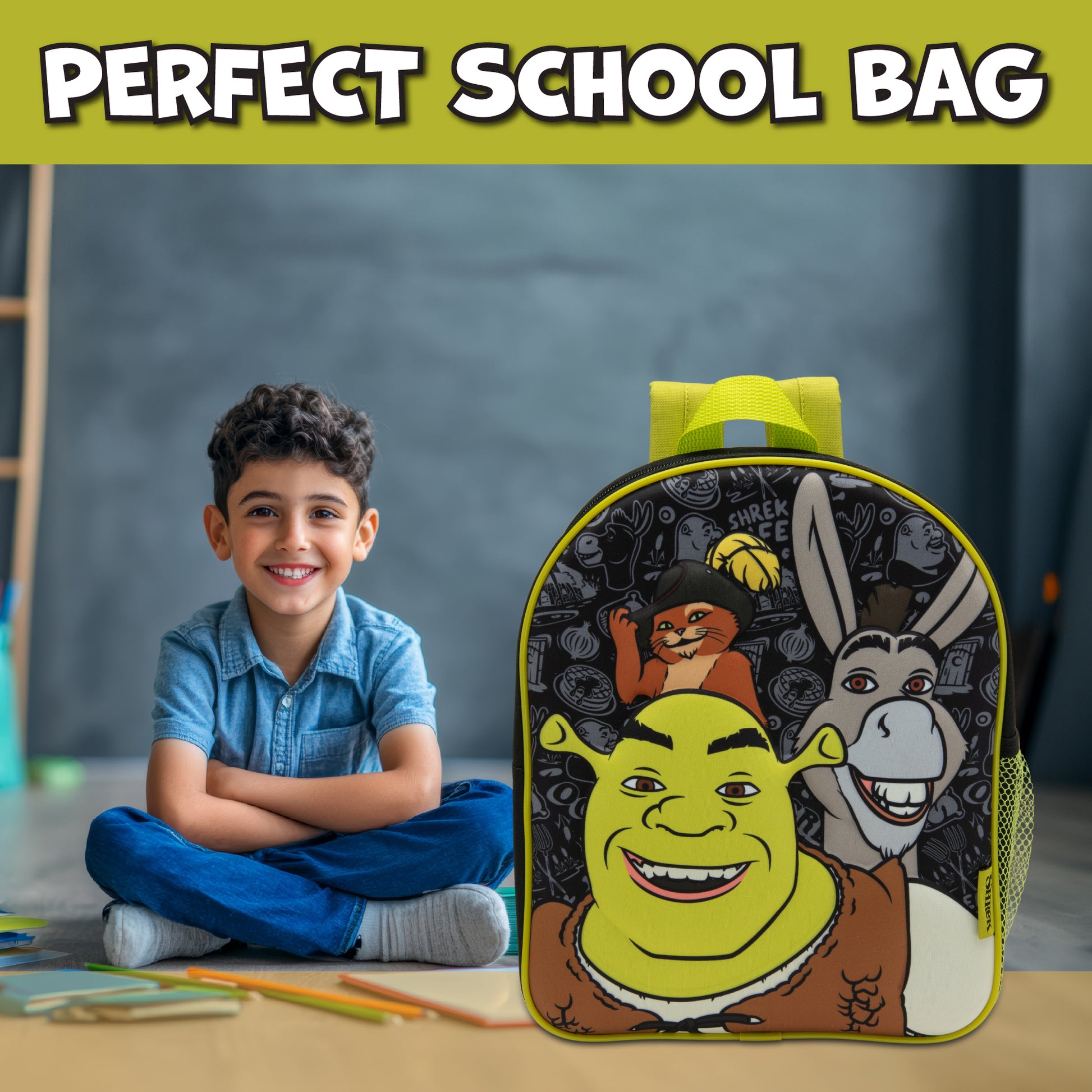 Shrek Kids Backpack 3D Childrens School Bag Boys & Girls Rucksack Donkey & Puss In Boots - My Little Legends