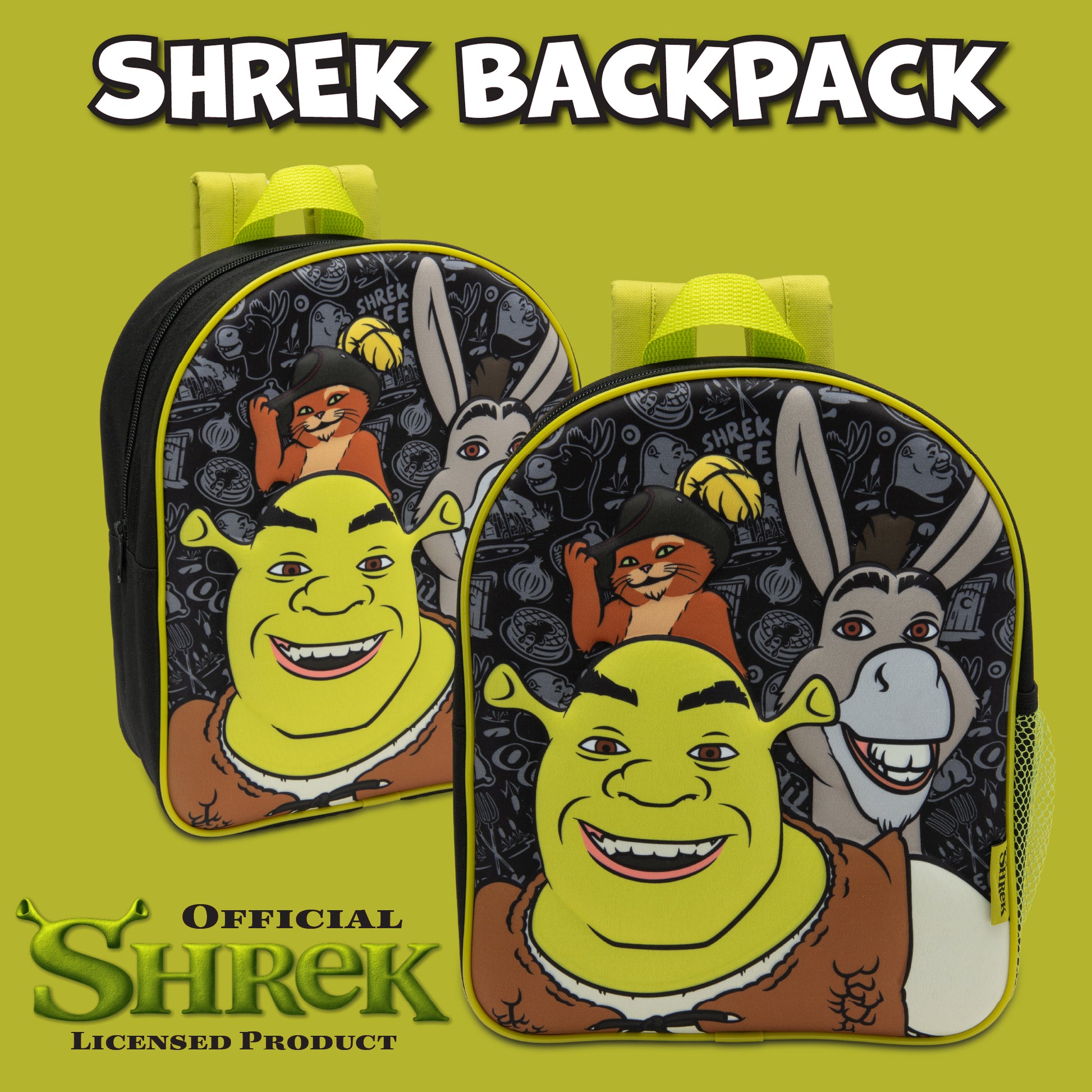 Shrek Kids Backpack 3D Childrens School Bag Boys & Girls Rucksack Donkey & Puss In Boots - My Little Legends