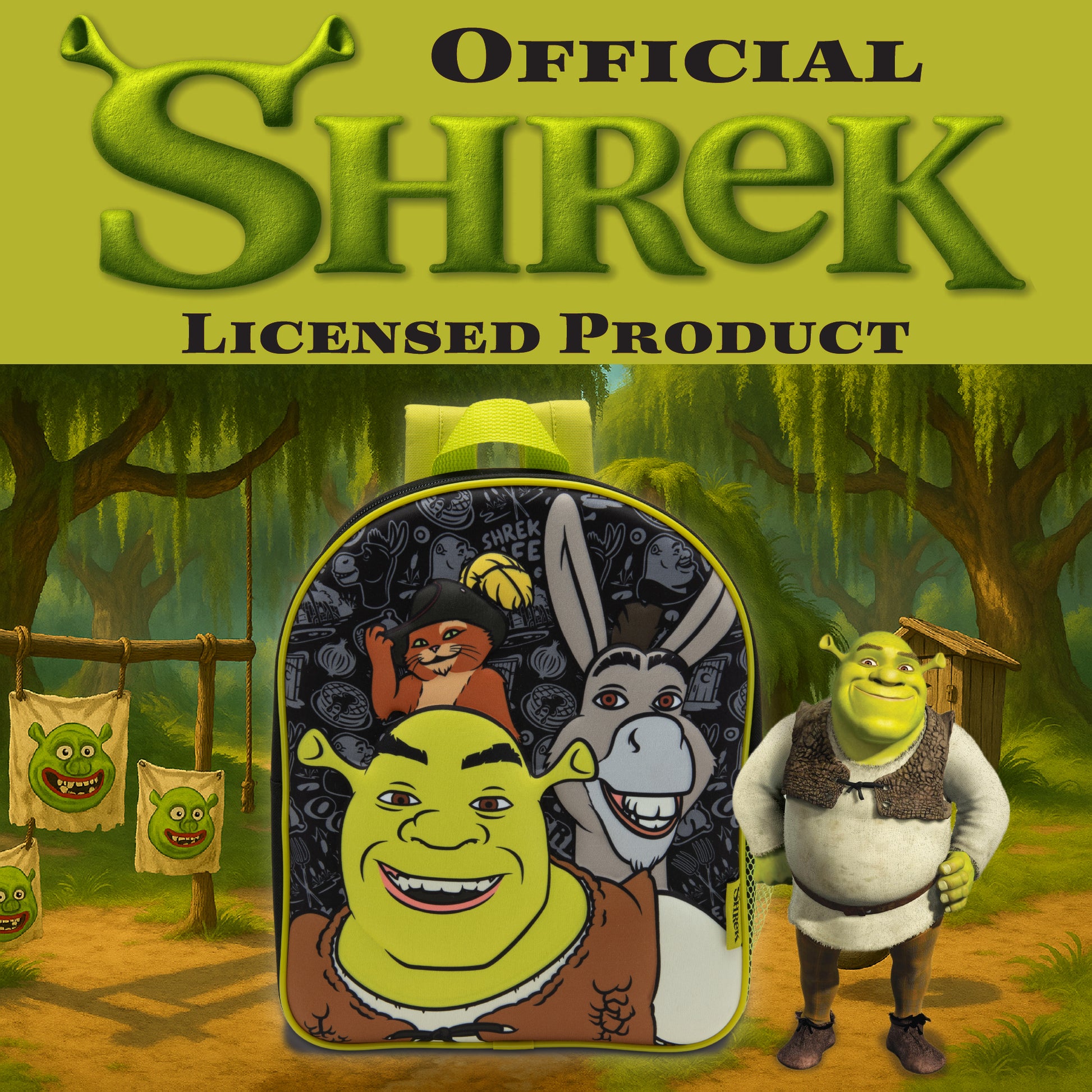 Shrek Kids Backpack 3D Childrens School Bag Boys & Girls Rucksack Donkey & Puss In Boots - My Little Legends