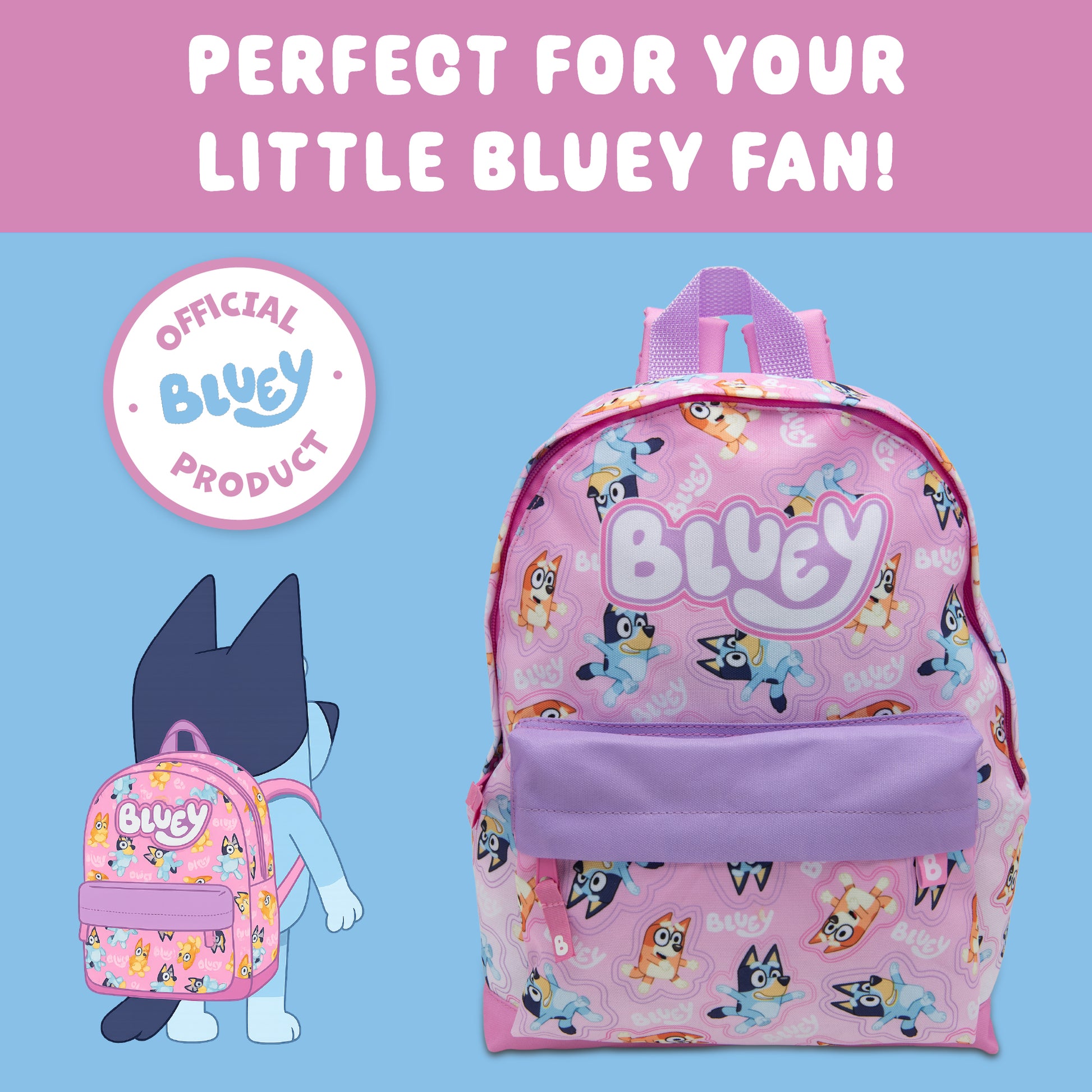 Bluey & Bingo Kids Backpack Preschool Childrens Bag Boys & Girls Nursery Rucksack With Front Pocket - My Little Legends