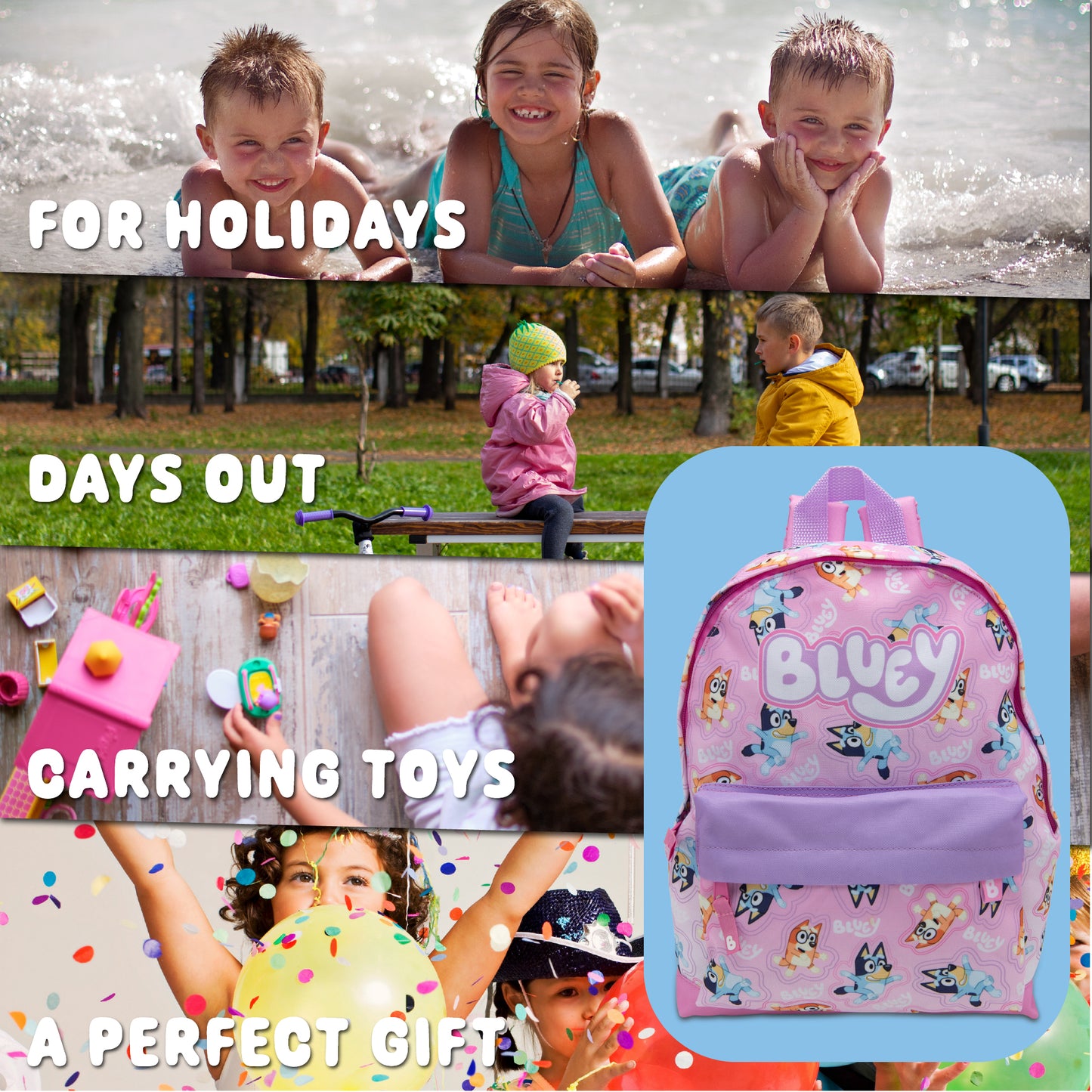 Bluey & Bingo Kids Backpack Preschool Childrens Bag Boys & Girls Nursery Rucksack With Front Pocket - My Little Legends