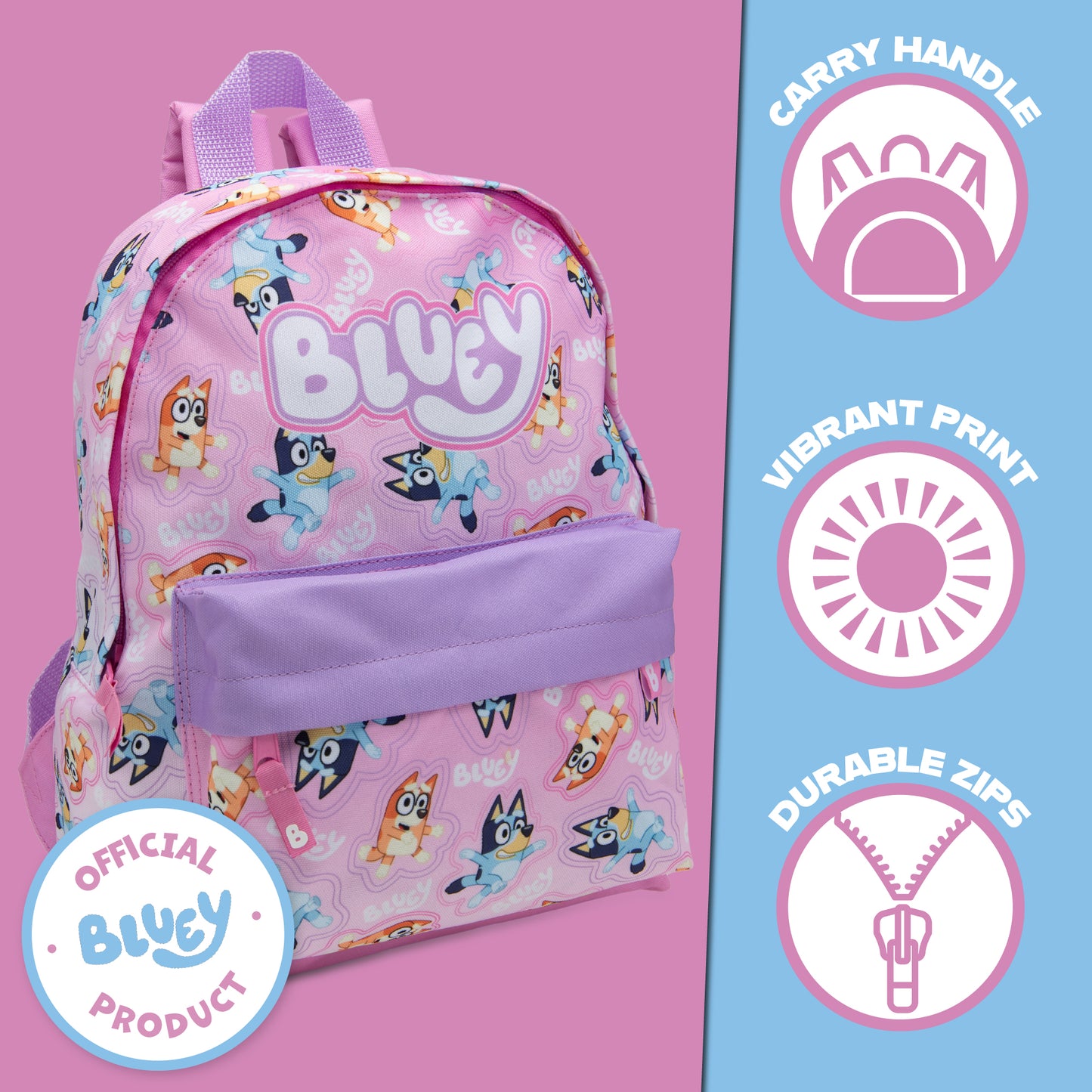 Bluey & Bingo Kids Backpack Preschool Childrens Bag Boys & Girls Nursery Rucksack With Front Pocket - My Little Legends