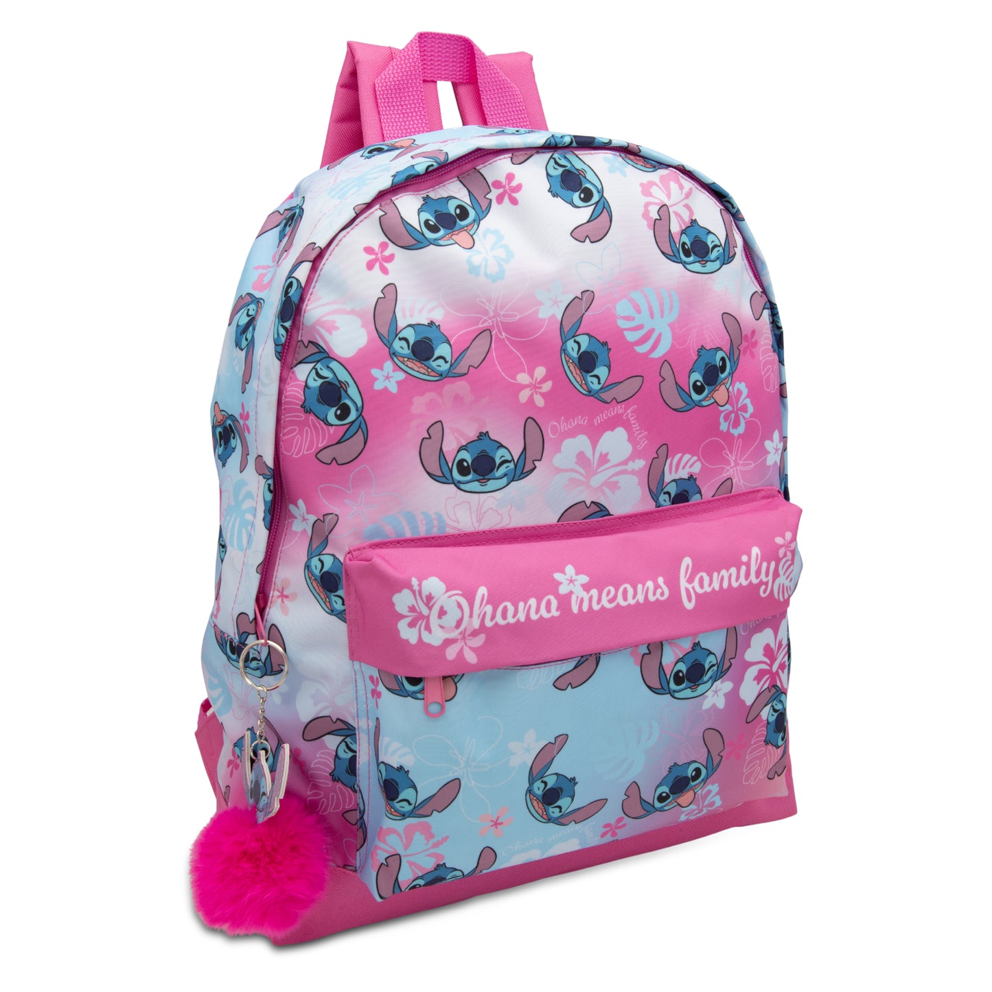 Disney Lilo & Stitch Childrens Roxy Backpack Kids Girls School Bag with Pom-Pom Key Ring - My Little Legends