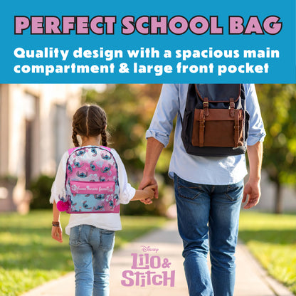 Disney Lilo & Stitch Childrens Roxy Backpack Kids Girls School Bag with Pom-Pom Key Ring - My Little Legends