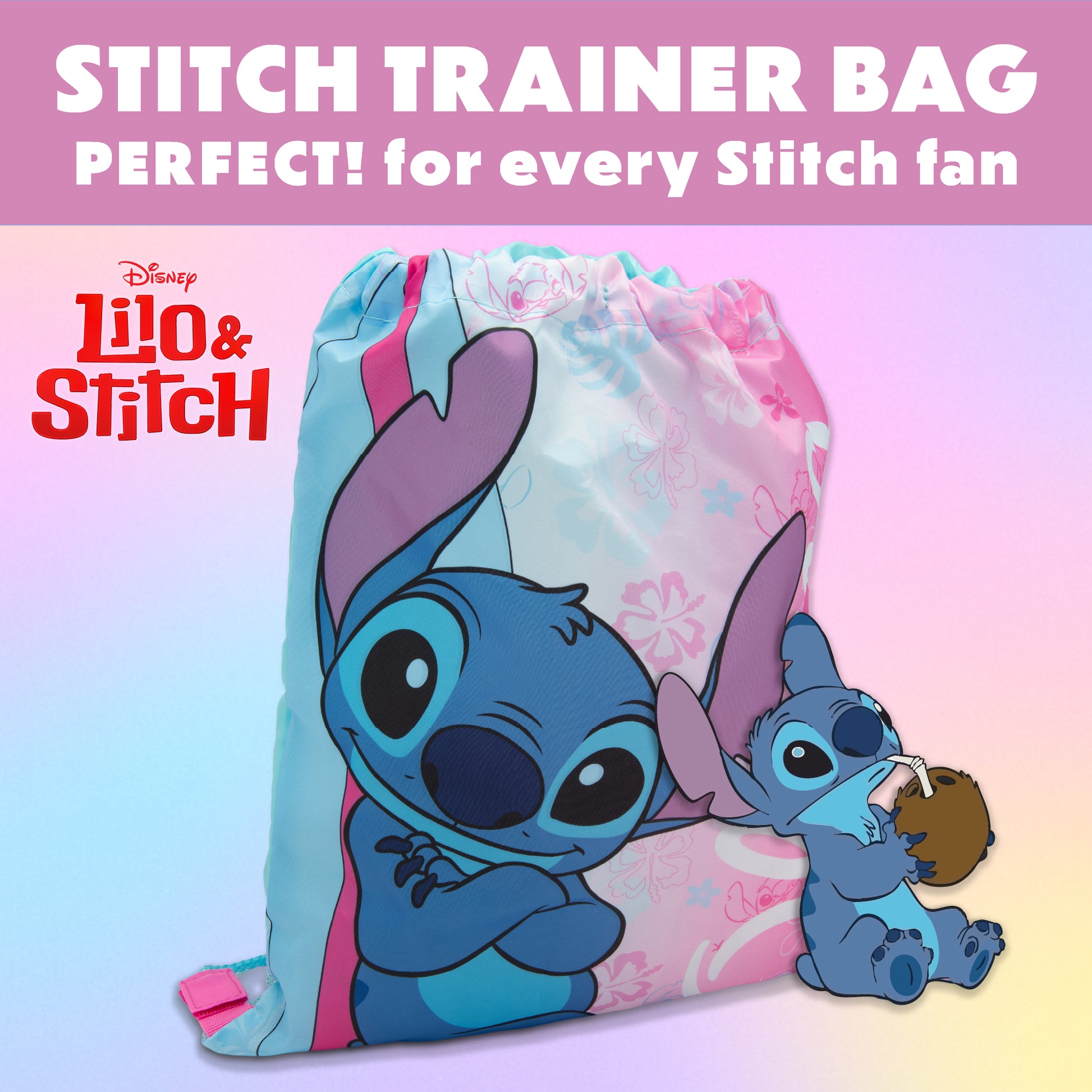 Disney Lilo & Stitch Drawstring Bag Kids PE Kit Gym Swim Bag Girls School Trainer Childrens Travel - My Little Legends