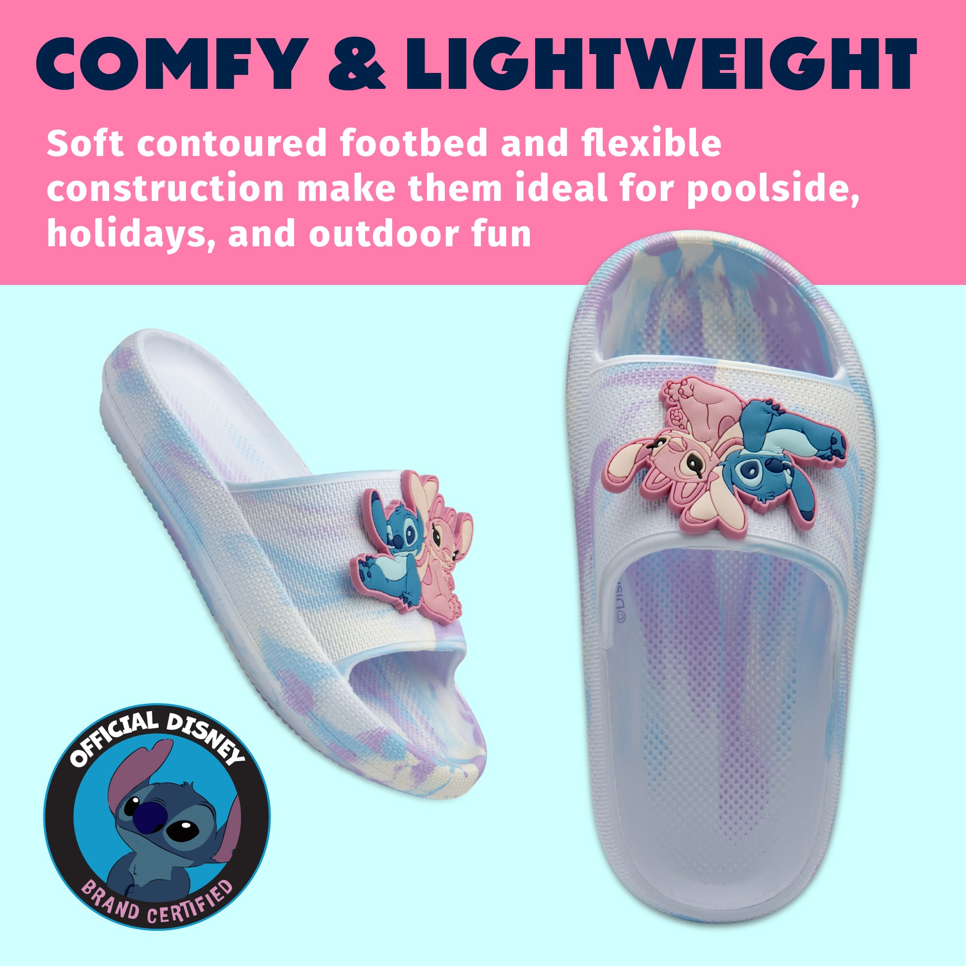 Disney Stitch Girls Sliders Kids Sandals Beach Or Pool Shoes For Children - My Little Legends