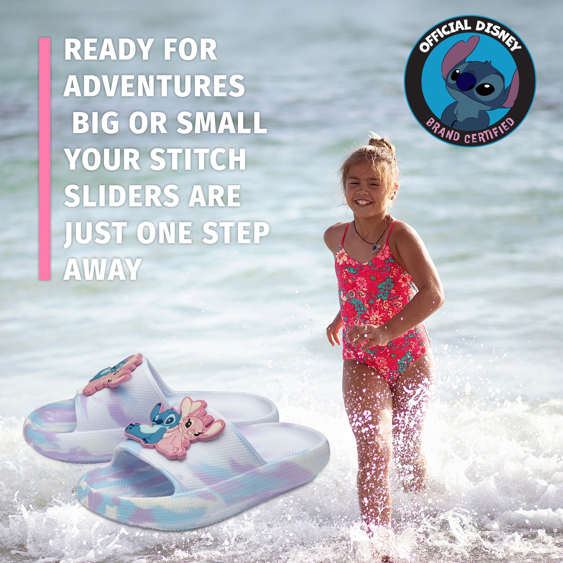 Disney Stitch Girls Sliders Kids Sandals Beach Or Pool Shoes For Children - My Little Legends