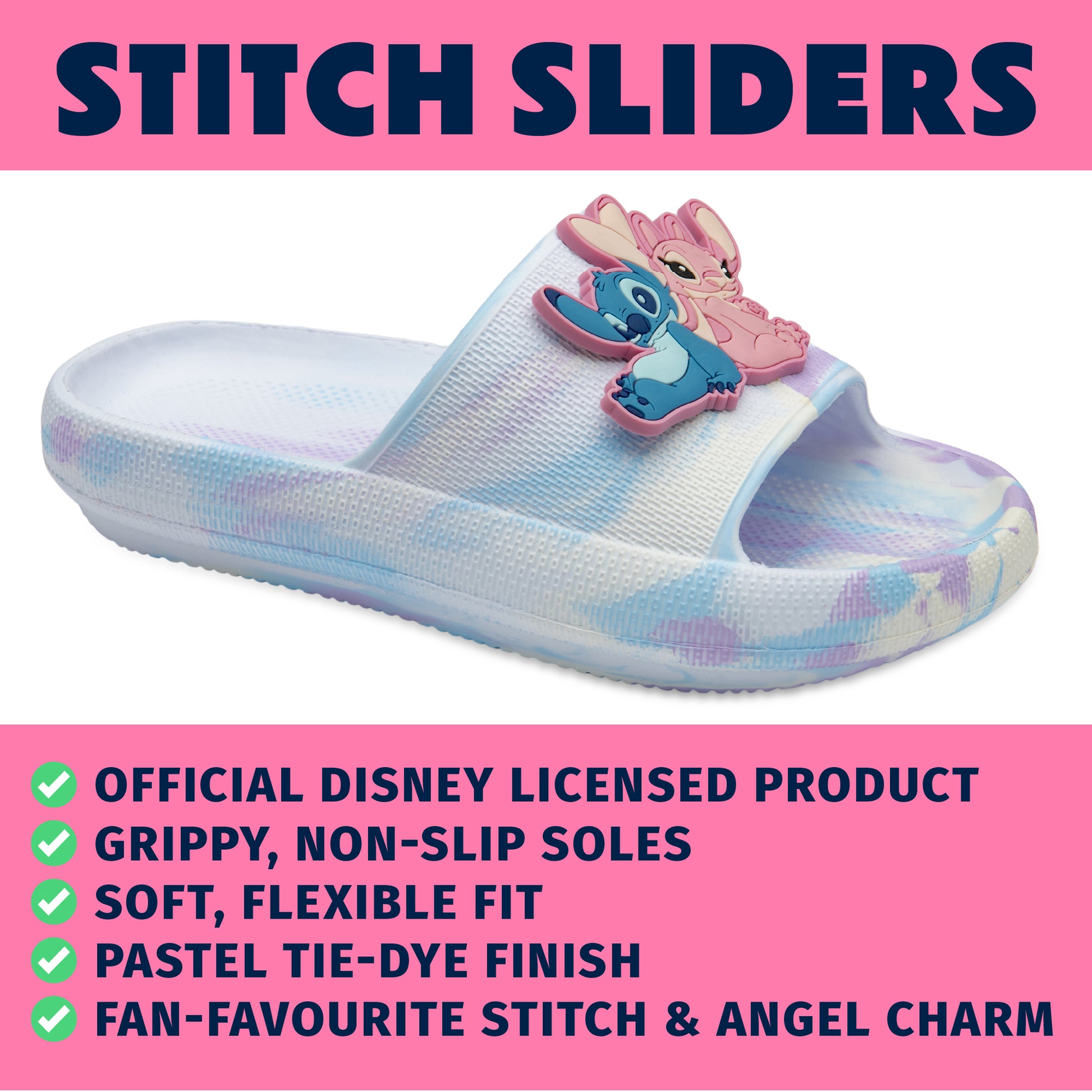 Disney Stitch Girls Sliders Kids Sandals Beach Or Pool Shoes For Children - My Little Legends