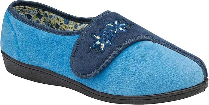 Dunlop Ladies Womens Slippers Slip On Hook & Loop Adjustable Fastening Memory Foam Size 3-8 - My Little Legends
