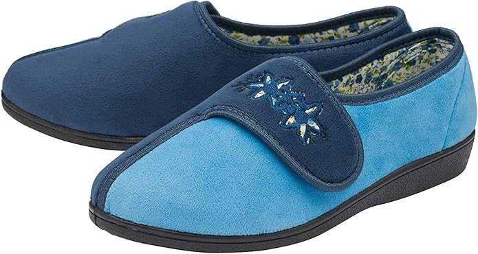 Dunlop Ladies Womens Slippers Slip On Hook & Loop Adjustable Fastening Memory Foam Size 3-8 - My Little Legends