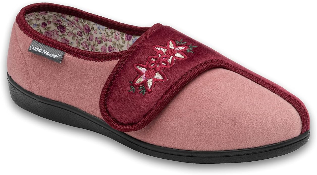 Dunlop Ladies Womens Slippers Slip On Hook & Loop Adjustable Fastening Memory Foam Size 3-8 - My Little Legends